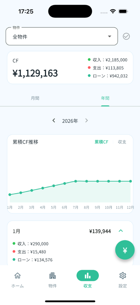 大家さんノート 収支画面